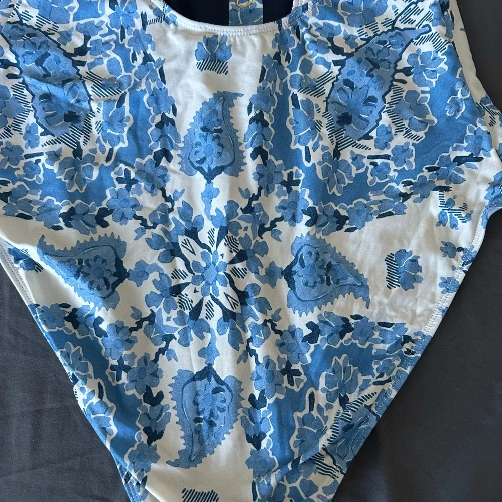 Sezane and YSE Partir avec toi Blue Floral One Piece Swimsuit 8-12 US/ 38Eur - Picture 6 of 11